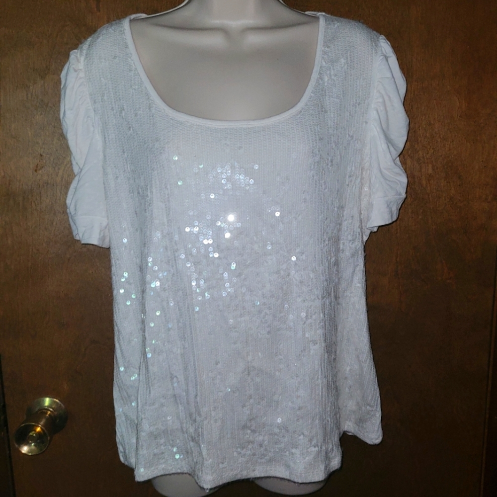 Sparkly white top